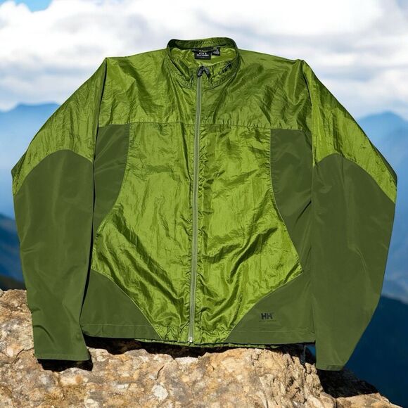 Helly Hansen Jacket Men’s L Green Lightweight Windbreaker Packable Hiking HH - Picture 1 of 4